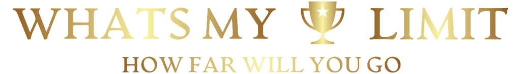 Golden text stating "what's my limit how far will you go" with a stylized cup icon between words, likely a logo or promotional graphic.